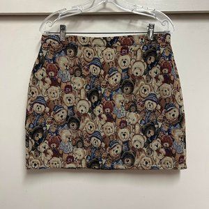 Cider Bear Pattern Mini Skirt XL